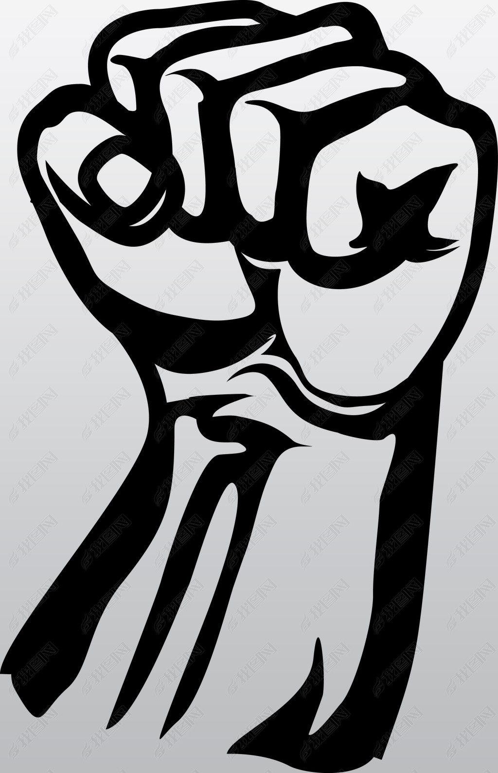 原创黑白写实素描拳头