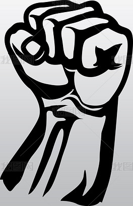 原创黑白写实素描拳头