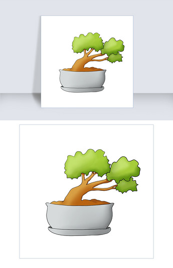 原创卡通发财树盆栽装饰