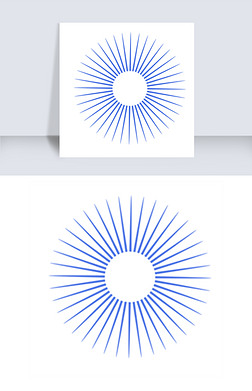 蓝色发射状插画免抠图