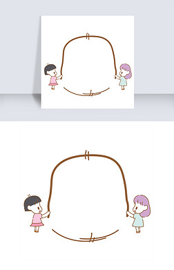 跳大绳框框的插画