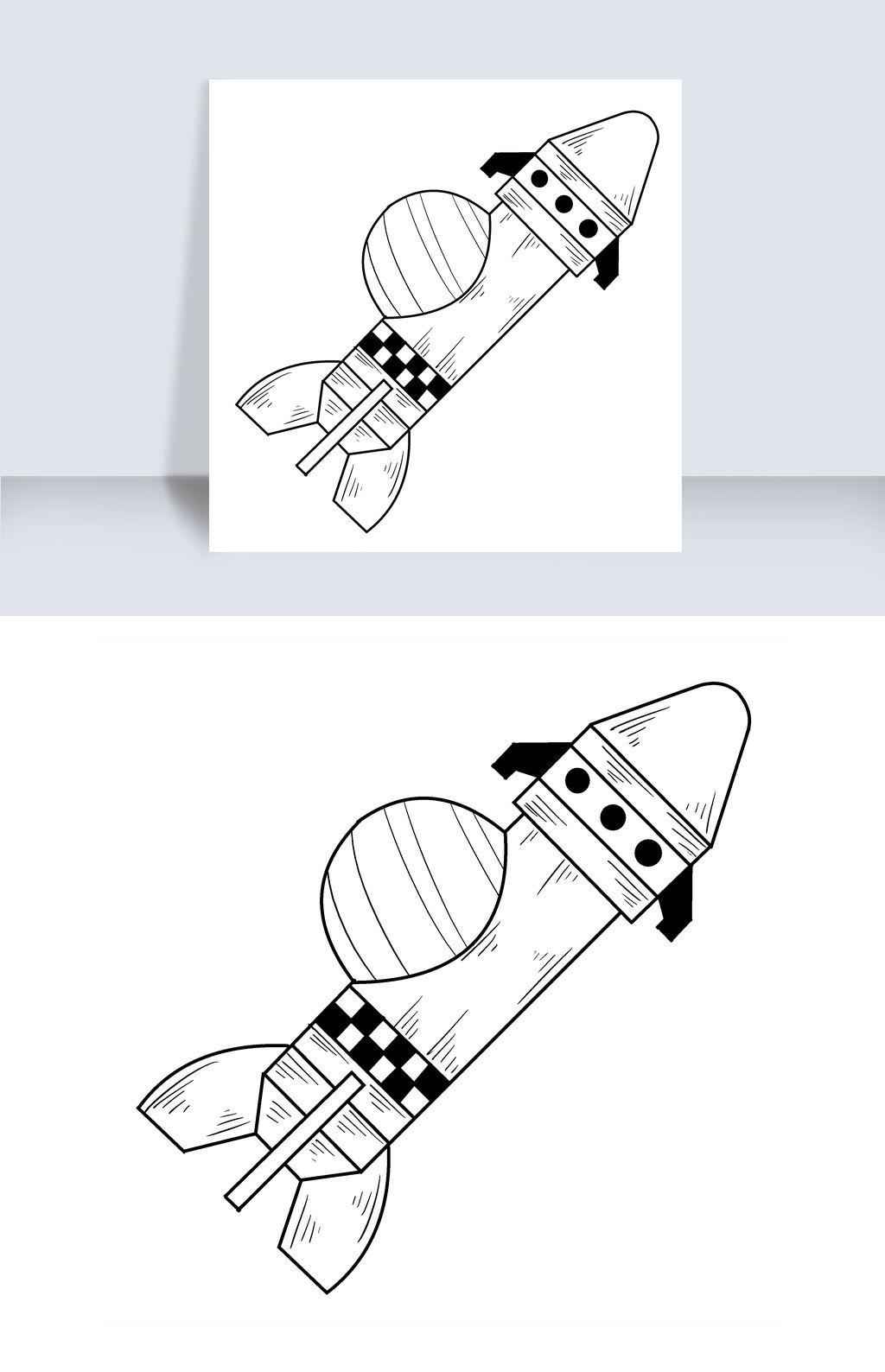 原创线描火箭装饰插画版权可商用