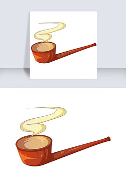 吸烟的男士免抠元素|卡通男士烟斗插画