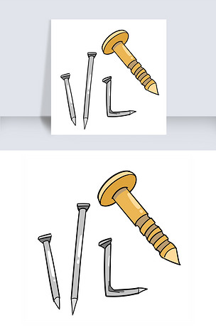 黄色的钉子装饰插画