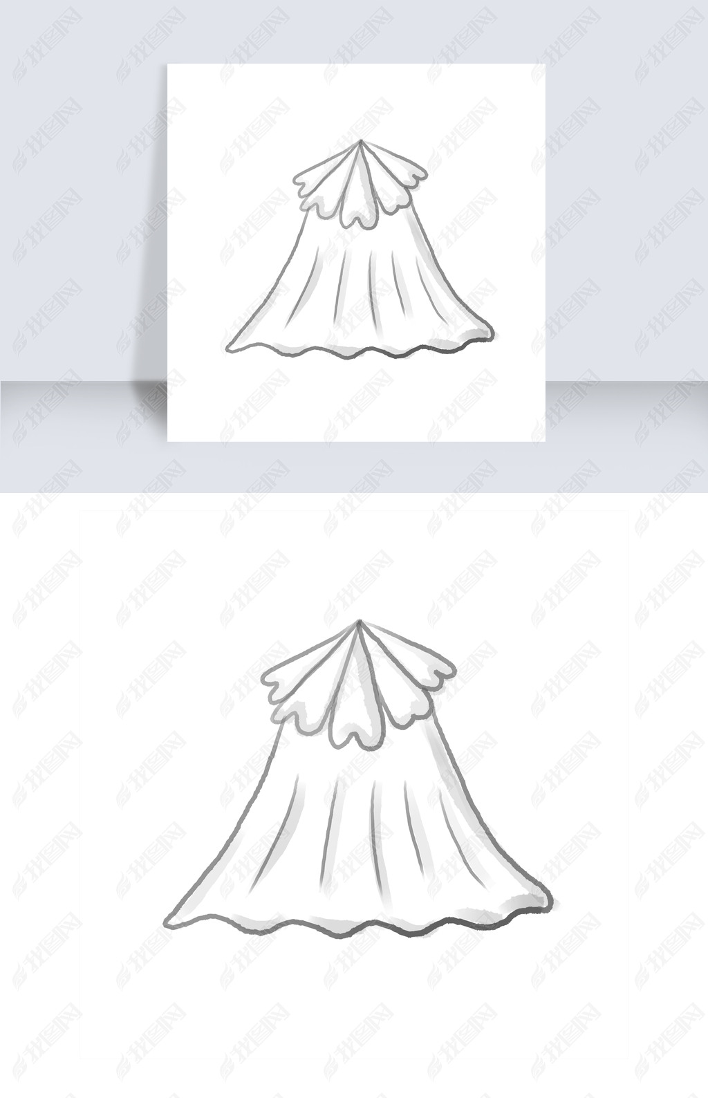 原创婚礼新娘头纱白色心高档形组合风格png免扣