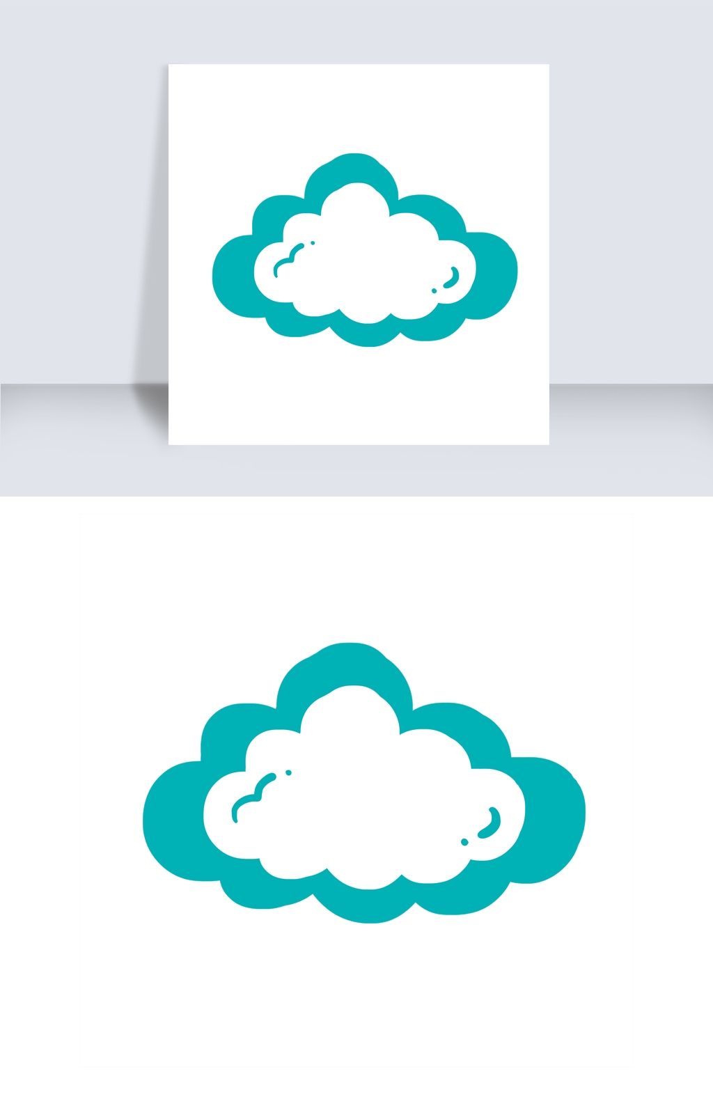 蓝色空心卡通云朵