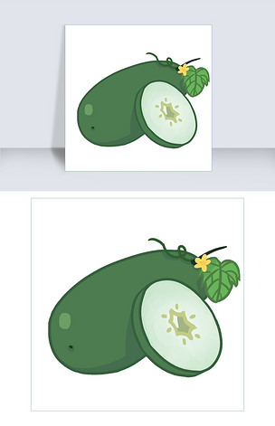 卡通绿色冬瓜插画
