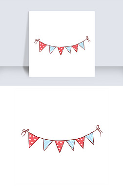 生日彩旗免抠元素|卡通生日小彩旗插画