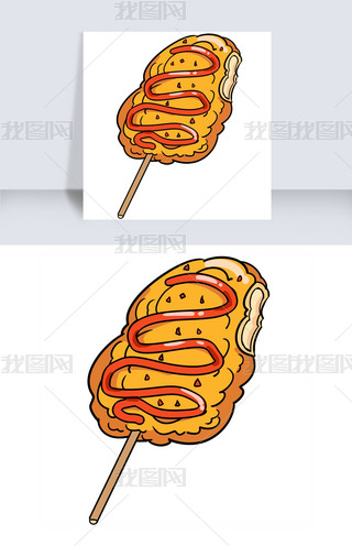美味竹签肉排插画