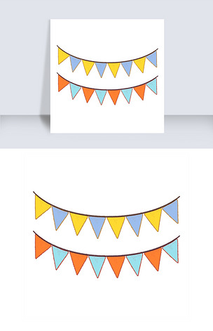 原创生日小旗子卡通插图