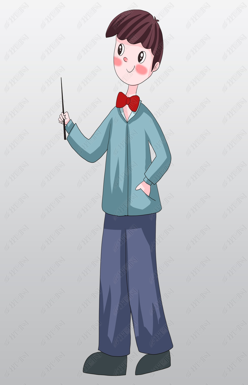 指挥的小男孩插画