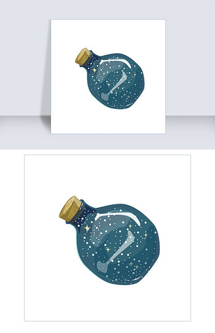卡通星空漂流瓶插画