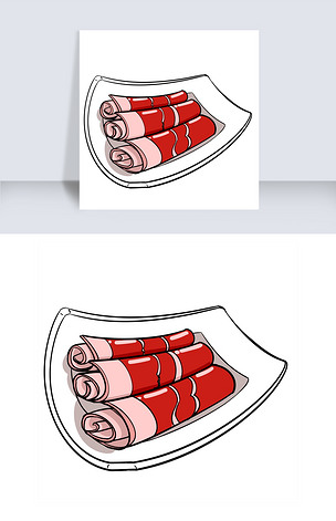 原创创意盘装肉卷插画