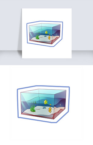 卡通水族箱装饰插画