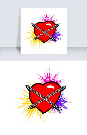 爱心锁链涂鸦插画