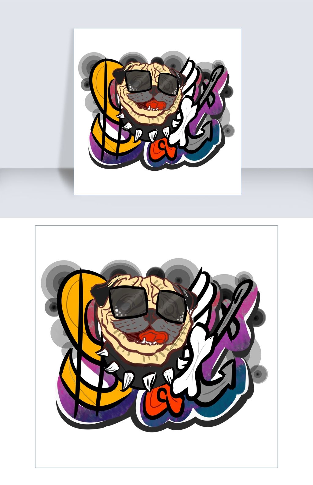 卡通美式涂鸦插画