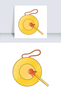 乐器锣的卡通插画