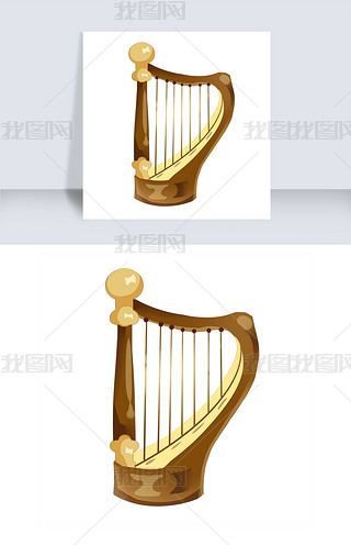 现代乐器箜篌插画