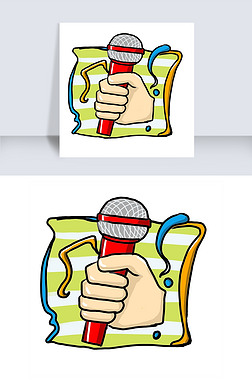 卡通摇滚免抠元素|卡通麦霸摇滚涂鸦