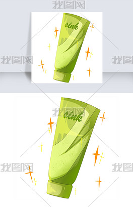 绿色瓶装洗面奶插画