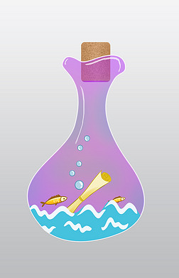 许愿瓶紫色的插画