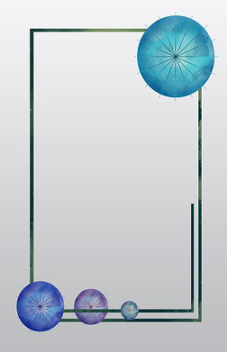 蓝色雨伞手绘小清新边框