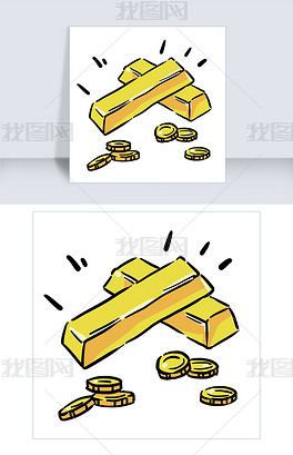 原创一堆发光的金子插画