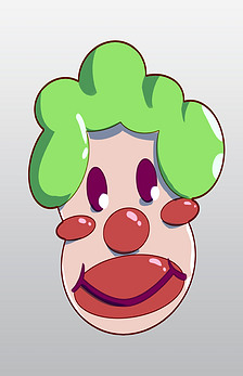 绿色头发的小丑插画