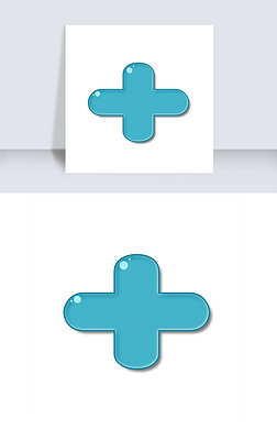 加号立体免抠元素|加号符号蓝色可爱卡通立体png