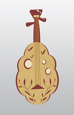 创意卡通黄色月琴插画