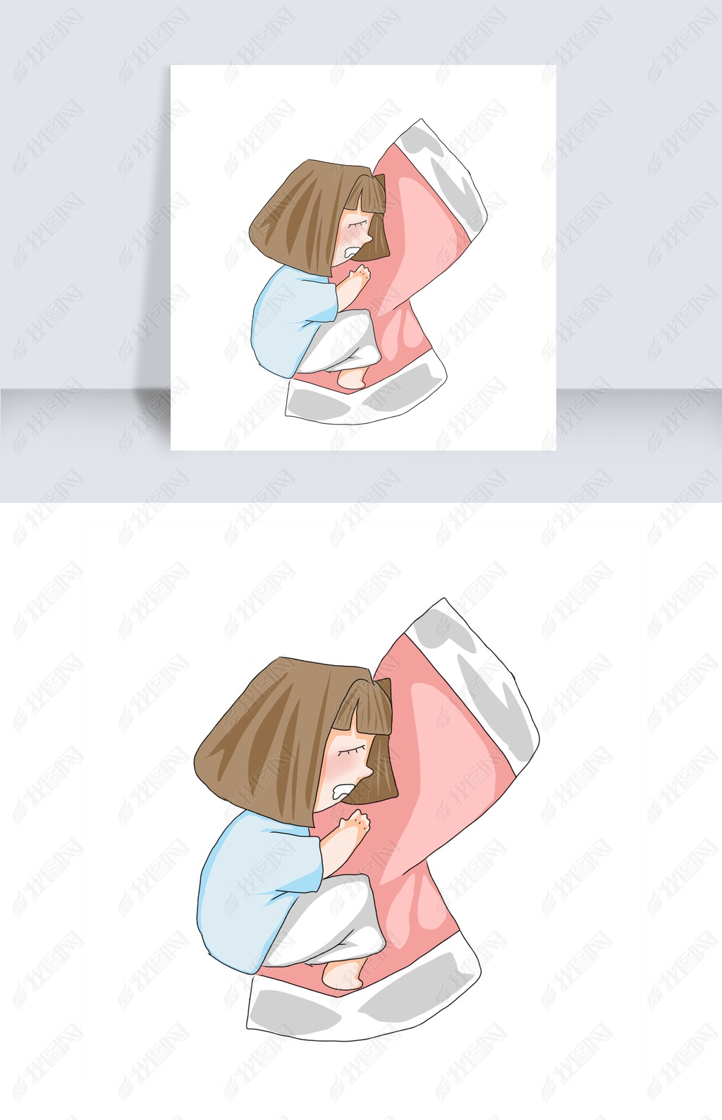 抱着被子睡觉的女孩