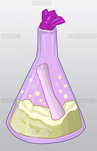 紫色三角形漂流瓶插画