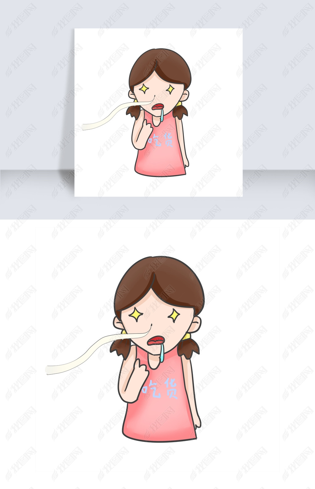 流口水的小女孩插画