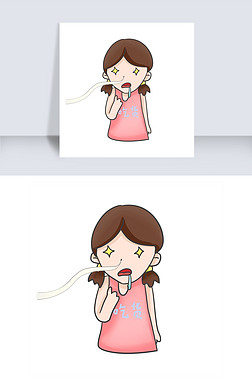 流口水的小女孩插画