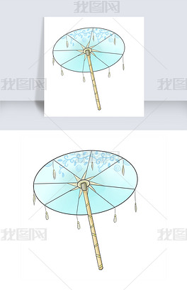 原创清明节古风雨伞手绘卡通