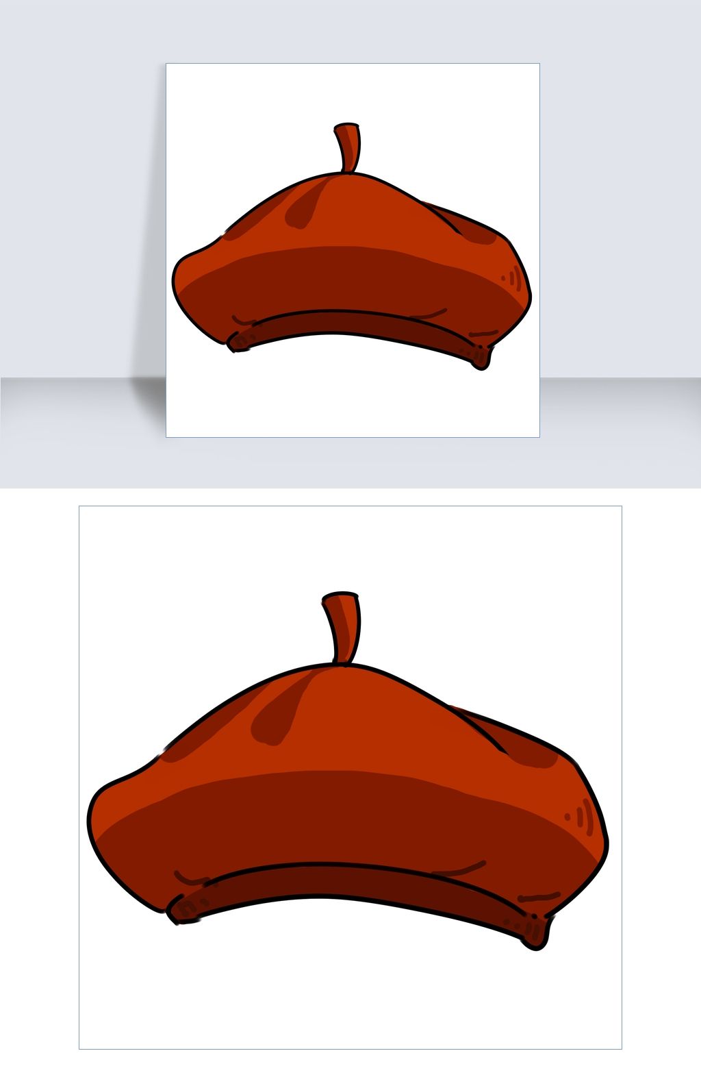 原创卡通橘色贝雷帽插画