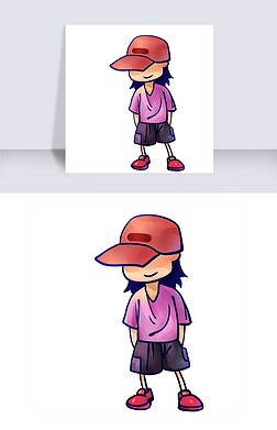 人物卡通手绘风人男孩吹口哨