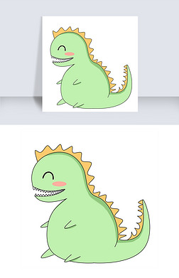 恐龙表情免抠元素|绿色开心小恐龙插画