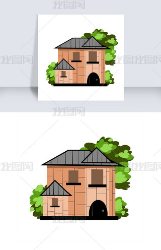 卡通别墅房屋插画