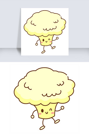 卡通拟人化蔬菜食材花菜免抠图