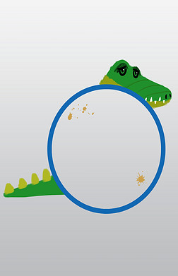 呆萌小鳄鱼简易儿童风蓝色边框