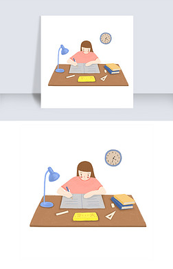 卡通做作业的小女孩专题模板-卡通做作业的小女孩图片素材下载-我图网