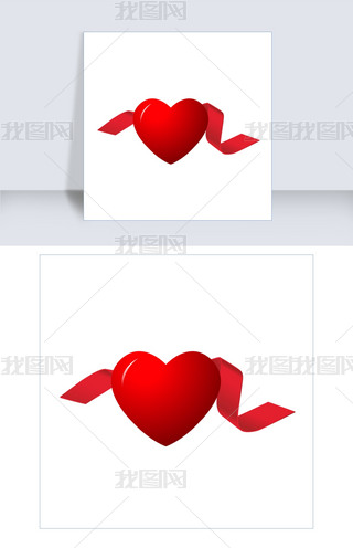 红丝带爱心公益插画