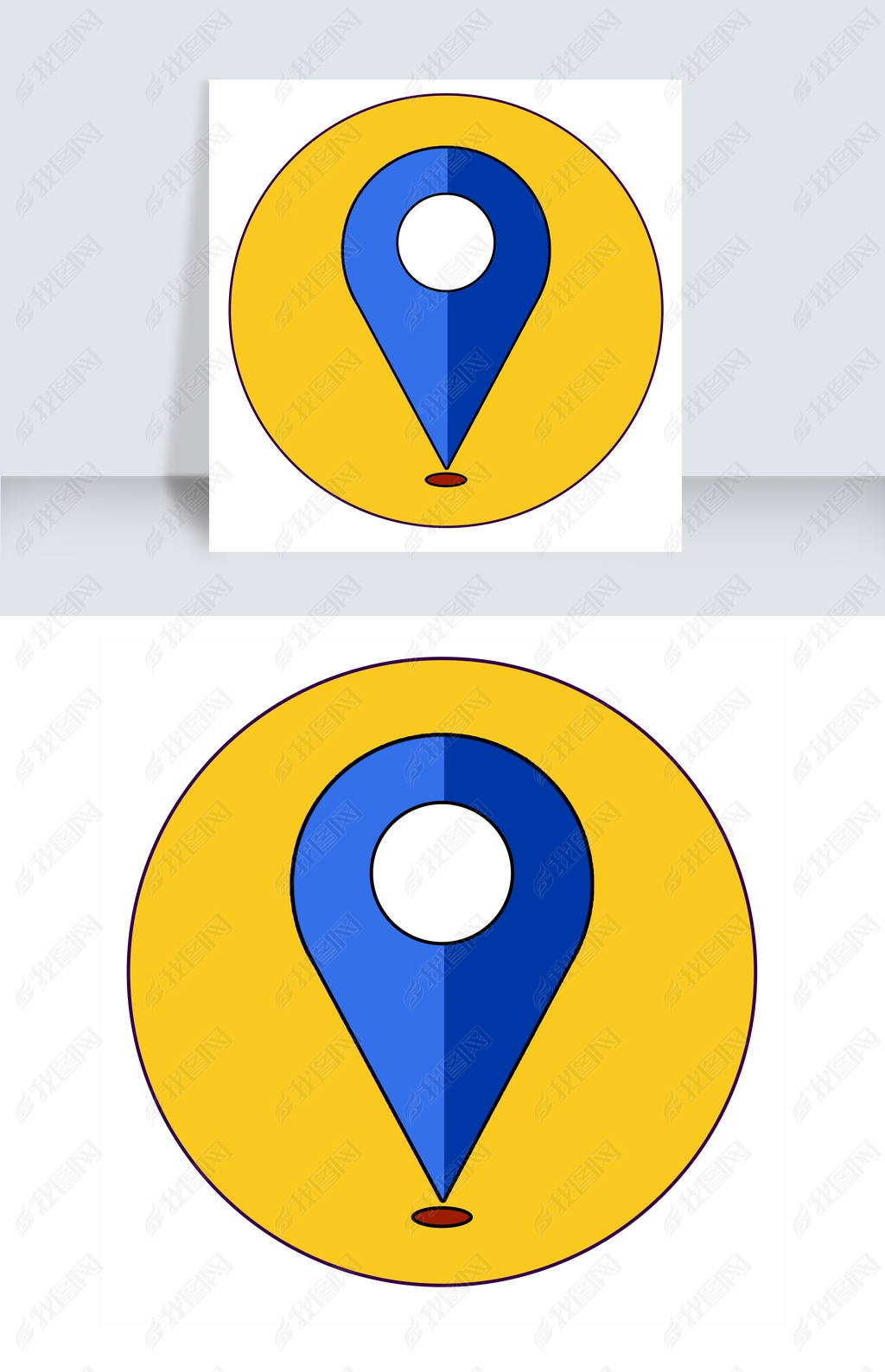 定位红色卡通插画图标psd