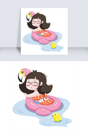 卡通小胖妞游泳减肥图
