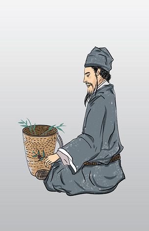 中医中药养生相关 老中医上山采药 手绘卡通