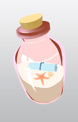 梦幻紫色漂流瓶插画