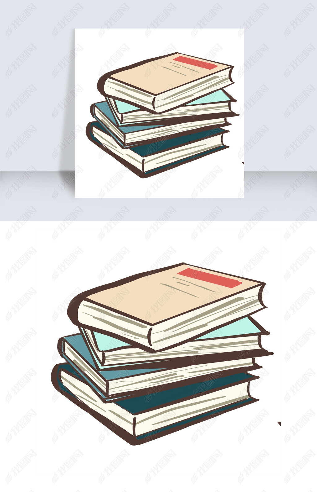 卡通一摞书免抠素材