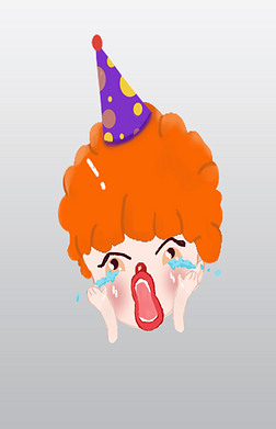 愚人节手绘小丑哭泣表情