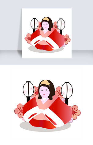 矢量免扣卡通日本舞姬